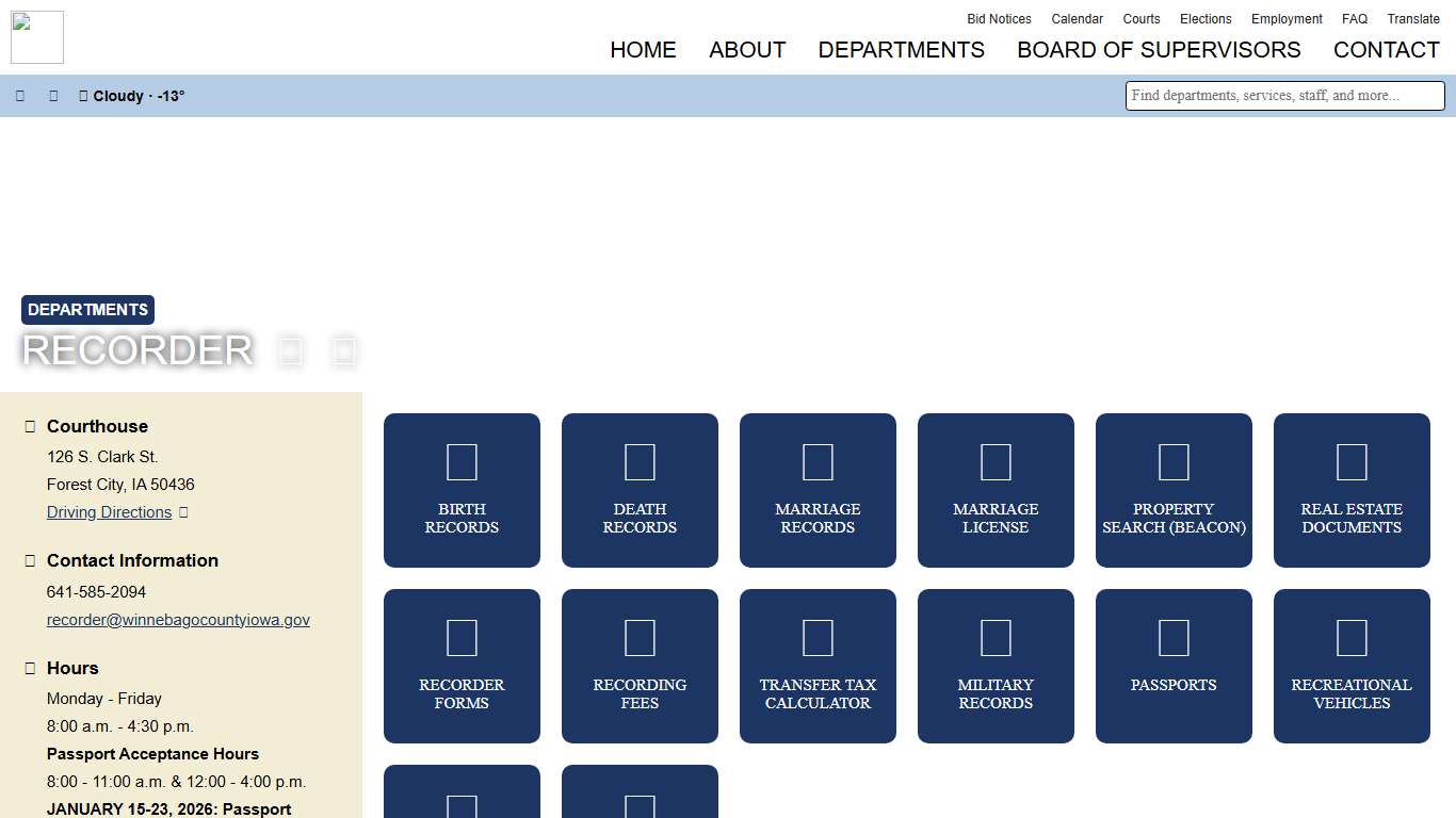 Recorder's Office - Winnebago County Government - Iowa