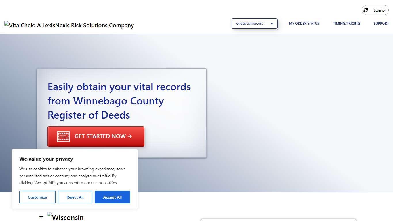 Winnebago County Register of Deeds (WI) Order Certificates - VitalChek